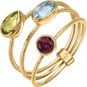 14K Yellow Gold Citrine, Blue Topaz, Amethyst, and Peridot Gemstone & Diamond Stack Ring, Fine Jewelry, Gift For Her Jewelry For Women, Necklaces For Women