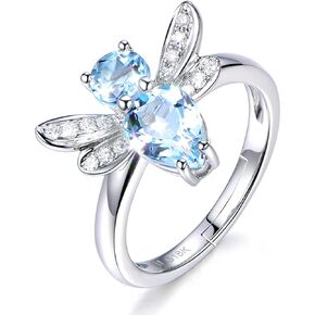 GRAEEN Crystal Dragonfly Ring Asjuatable Open Rings Sliver Fasion Birthstone Jewelry Ring for Women