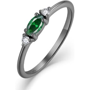 Birthstone Ring Black Stacking Ring for Women 925 Sterling Silver Eternity Stackable Rings Band Jewelry Size 5-10