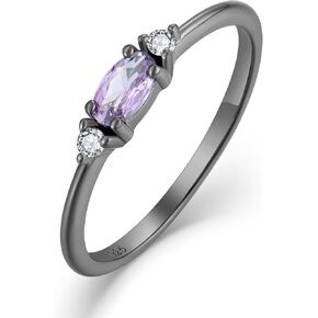 Birthstone Ring Black Stacking Ring for Women 925 Sterling Silver Eternity Stackable Rings Band Jewelry Size 5-10