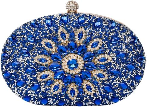 Colette Elegant Diamond Encrusted Blue Evening Clutch Bag Sparkly Purse Bride Wedding Bag in Saudi Arabia