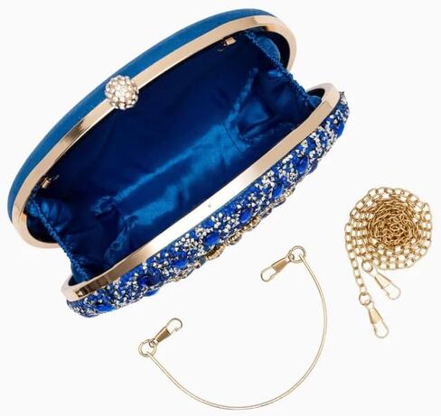 Colette Elegant Diamond Encrusted Blue Evening Clutch Bag Sparkly Purse Bride Wedding Bag in Saudi Arabia
