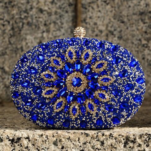 Colette Elegant Diamond Encrusted Blue Evening Clutch Bag Sparkly Purse Bride Wedding Bag in Saudi Arabia