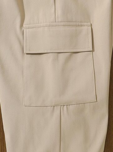 Hilinker Girl's Color Block 2 Piece Outfits Ribbed Long Sleeve Top and Cargo Pants Set in Kuwait