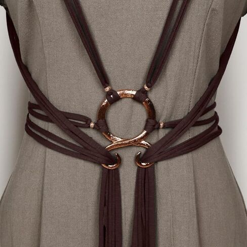 L'VOW Long Rope Ring Knotted Belt for Women Norse Witch Waist Chain Troll Cross Body Waistband Shaman Pagan Viking Accessory in Kuwait