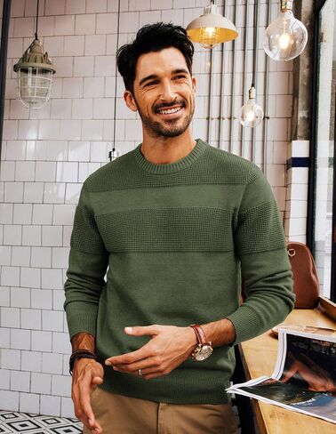 PJ PAUL JONES Mens Sweater Casual Crew Neck Pullover Textured Knit Sweaters in Saudi Arabia
