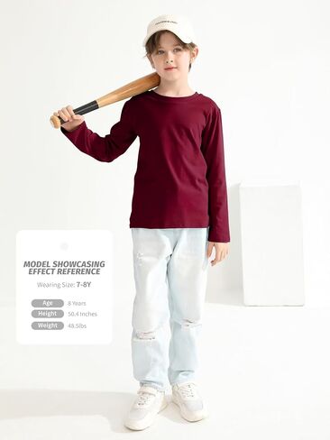 5 Pack Boys Long Sleeve Shirts Cotton T-Shirts Youth Boys Long Sleeve Shirts Multipack Basic Tees Tagless in Saudi Arabia