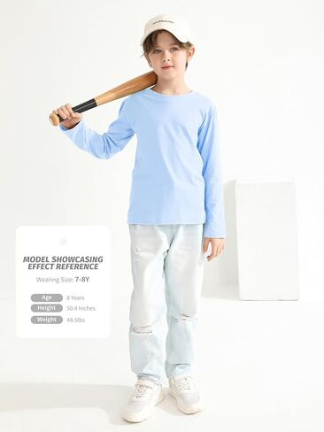 5 Pack Boys Long Sleeve Shirts Cotton T-Shirts Youth Boys Long Sleeve Shirts Multipack Basic Tees Tagless in Kuwait