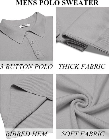 COOFANDY Mens Long Sleeve Polo Sweater Knit Polo Casual Thermal Pullover Sweater with Pocket in Kuwait