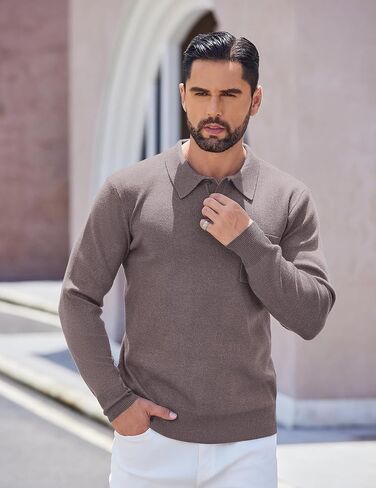 سترة بولو رجالي بأكمام طويلة من COOFANDY، سترة بولو حرارية كاجوال مع جيب in Kuwait