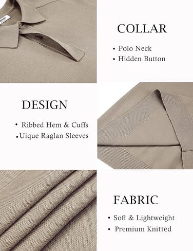 COOFANDY Mens Knit Polo Sweater Long Sleeve Collared Polo Hidden Button Casual Pullover Sweaters in Kuwait
