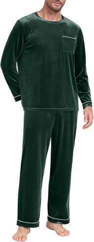 PrinStory Men's Pajama Set Sleepwear Pjs Long Sleeve Crewneck Shirts and Bottoms Soft Comfy Sleep Sets in Saudi Arabia