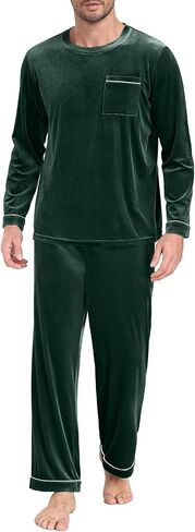 PrinStory Men's Pajama Set Sleepwear Pjs Long Sleeve Crewneck Shirts and Bottoms Soft Comfy Sleep Sets in Saudi Arabia