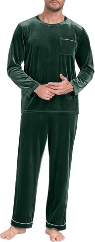 PrinStory Men's Pajama Set Sleepwear Pjs Long Sleeve Crewneck Shirts and Bottoms Soft Comfy Sleep Sets in Saudi Arabia