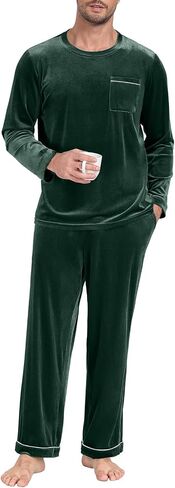 PrinStory Men's Pajama Set Sleepwear Pjs Long Sleeve Crewneck Shirts and Bottoms Soft Comfy Sleep Sets in Saudi Arabia