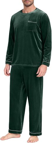 PrinStory Men's Pajama Set Sleepwear Pjs Long Sleeve Crewneck Shirts and Bottoms Soft Comfy Sleep Sets in Saudi Arabia