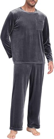 PrinStory Men's Pajama Set Sleepwear Pjs Long Sleeve Crewneck Shirts and Bottoms Soft Comfy Sleep Sets in Saudi Arabia