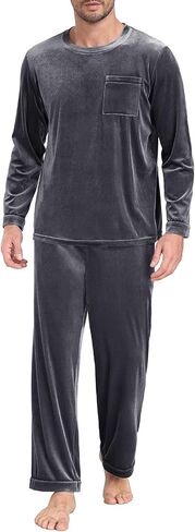 PrinStory Men's Pajama Set Sleepwear Pjs Long Sleeve Crewneck Shirts and Bottoms Soft Comfy Sleep Sets in Saudi Arabia