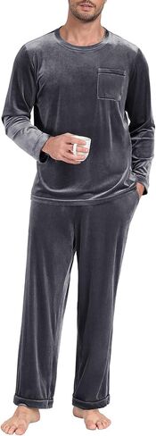 PrinStory Men's Pajama Set Sleepwear Pjs Long Sleeve Crewneck Shirts and Bottoms Soft Comfy Sleep Sets in Saudi Arabia