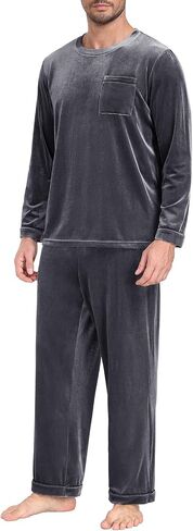 PrinStory Men's Pajama Set Sleepwear Pjs Long Sleeve Crewneck Shirts and Bottoms Soft Comfy Sleep Sets in Saudi Arabia