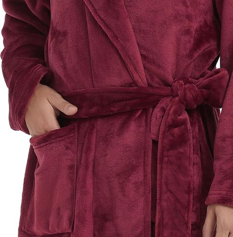 Fleece Men's Bathrobe,Long Warm Men's Bathrobe,Men's Spa Bathrobe with Belt and 2 Pockets in Saudi Arabia