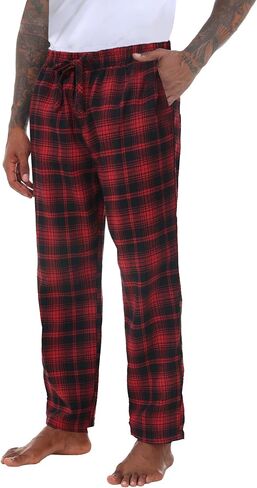 4 Pack Men' s Flannel Pajama Pants Plaid PJ Bottoms Soft Warm Cotton Lounge Sleepwear with Pockets in Kuwait