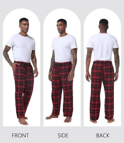4 Pack Men' s Flannel Pajama Pants Plaid PJ Bottoms Soft Warm Cotton Lounge Sleepwear with Pockets in Kuwait