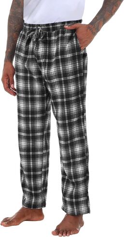 4 Pack Men' s Flannel Pajama Pants Plaid PJ Bottoms Soft Warm Cotton Lounge Sleepwear with Pockets in Kuwait