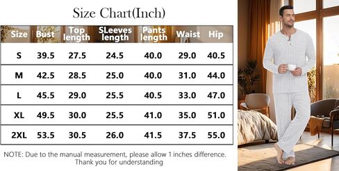 PrinStory Men's Pajama Set Soft Long Sleeve Shirts and Pants Loose Relaxing Warm Sleep Sets in Saudi Arabia