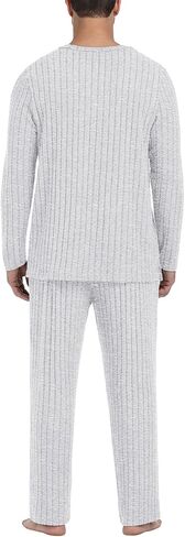 PrinStory Men's Pajama Set Soft Long Sleeve Shirts and Pants Loose Relaxing Warm Sleep Sets in Saudi Arabia