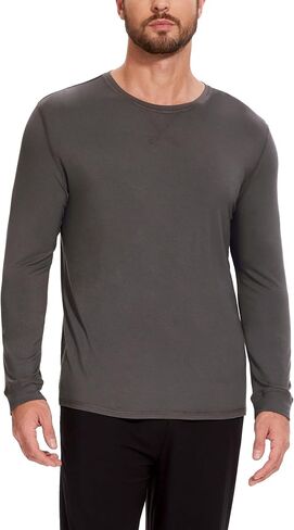 GYS Bamboo-Derived Viscose Men's Pajama Top Soft Long Sleeve Sleep T-Shirt in Kuwait