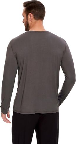 GYS Bamboo-Derived Viscose Men's Pajama Top Soft Long Sleeve Sleep T-Shirt in Kuwait