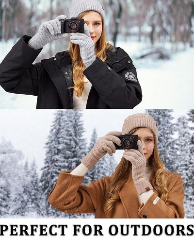 REACH STAR 2 Pairs Winter Gloves for Women - Upgraded Touch Screen Warm Knit Gloves Cold Weather, Soft Fleece Lining Elastic in Kuwait