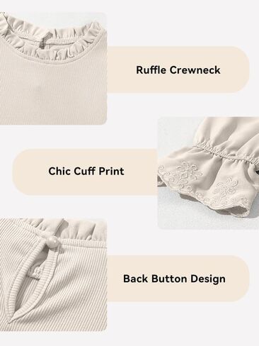 Cute Shirts for Girls Ruffle Long Sleeve Crewneck Ribbed Knit Blouses Tops 6-15 Years in Saudi Arabia
