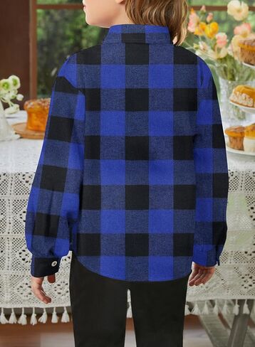 SELINK Girls Long Sleeve Flannel Shirt Kids Buffalo Plaid Button Down Shirt Casual Cute Flannel Blouse Tops in Saudi Arabia