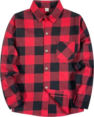 SELINK Girls Long Sleeve Flannel Shirt Kids Buffalo Plaid Button Down Shirt Casual Cute Flannel Blouse Tops in Saudi Arabia