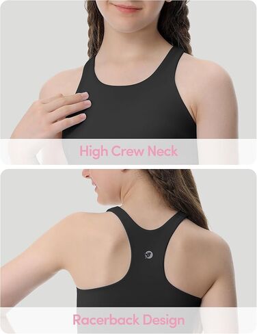 Girls Tank Tops Double Lined Crop Tops for Kids High Crew Neck Racerback Basic Sleeveless Dance Top for Girls in Kuwait