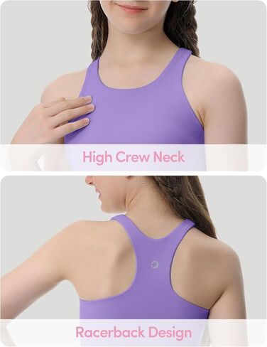 Girls Tank Tops Double Lined Crop Tops for Kids High Crew Neck Racerback Basic Sleeveless Dance Top for Girls in Kuwait