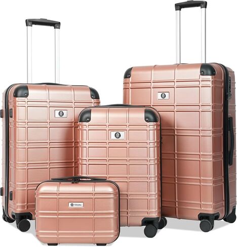 Luggage Sets 4 Piece, ABS PC Lightweight Suitcases with Wheels, Hardshell Luggage Sets Suitcase set with TSA Lock Pink (12in 20in 24in 28in) in Kuwait
