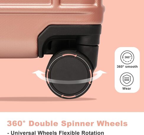 Luggage Sets 4 Piece, ABS PC Lightweight Suitcases with Wheels, Hardshell Luggage Sets Suitcase set with TSA Lock Pink (12in 20in 24in 28in) in Kuwait