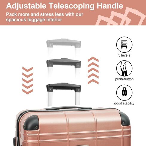 Luggage Sets 4 Piece, ABS PC Lightweight Suitcases with Wheels, Hardshell Luggage Sets Suitcase set with TSA Lock Pink (12in 20in 24in 28in) in Kuwait