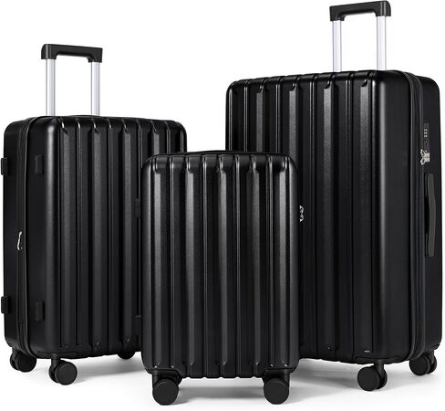 مجموعات حقائب الأمتعة من SHOWKOO مكونة من 3 قطع 100% من أجهزة الكمبيوتر الشخصية شديدة القوة وقابلة للتوسيع مع عجلات دوارة مزدوجة بقفل TSA (20 بوصة/24 بوصة/28 بوصة، أزرق) in Kuwait