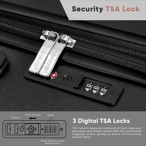 مجموعات حقائب الأمتعة من SHOWKOO مكونة من 3 قطع 100% من أجهزة الكمبيوتر الشخصية شديدة القوة وقابلة للتوسيع مع عجلات دوارة مزدوجة بقفل TSA (20 بوصة/24 بوصة/28 بوصة، أزرق) in Kuwait