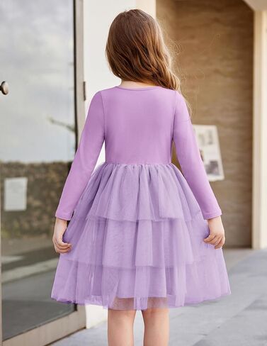 Arshiner Toddler Tutu Dress Girls Long Sleeve Fall Winter Tiered Formal Party Tulle Dresses for Kids 2-6Y in Kuwait