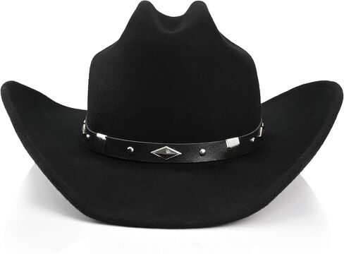 100% Wool Western Cowboy Hat for Men Women Classic Fedora Hat Felt Cowgirls Hats with Two Decorative Bands in Kuwait