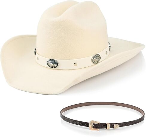 100% Wool Western Cowboy Hat for Men Women Classic Fedora Hat Felt Cowgirls Hats with Two Decorative Bands in Kuwait
