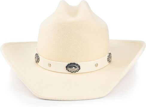 100% Wool Western Cowboy Hat for Men Women Classic Fedora Hat Felt Cowgirls Hats with Two Decorative Bands in Kuwait