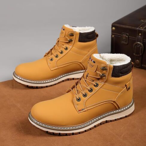 Mens Snow Boots Warm Winter Boots Non Slip Fur Lined Outdoor Shoes in Kuwait