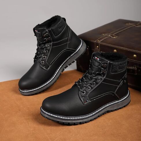Mens Snow Boots Warm Winter Boots Non Slip Fur Lined Outdoor Shoes in Kuwait