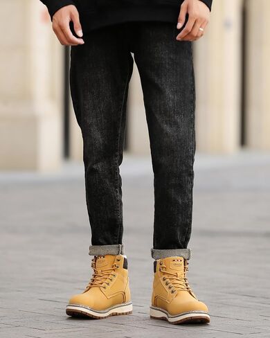 Mens Snow Boots Warm Winter Boots Non Slip Fur Lined Outdoor Shoes in Kuwait